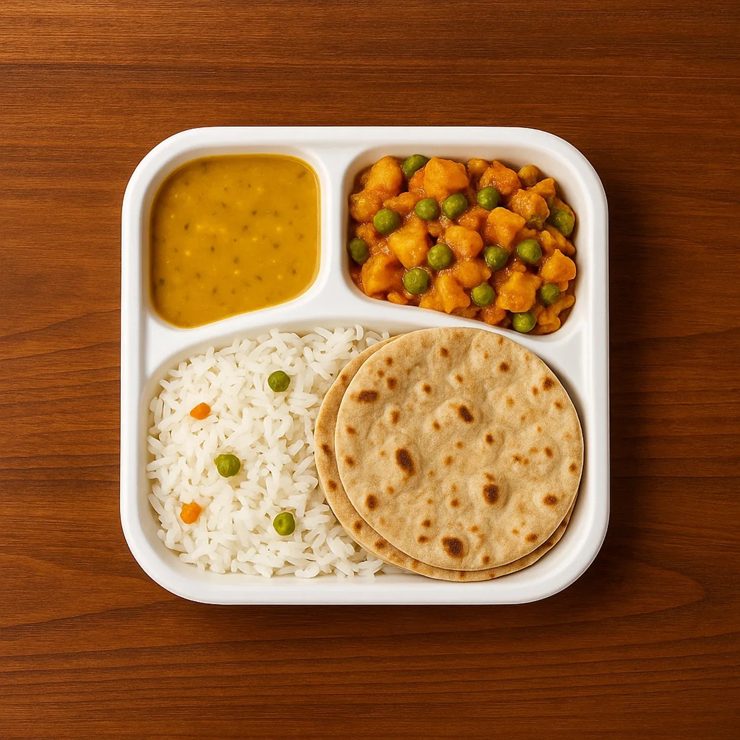 Compostable Bagasse 3-compartment Square Meal Plate - Zidbik