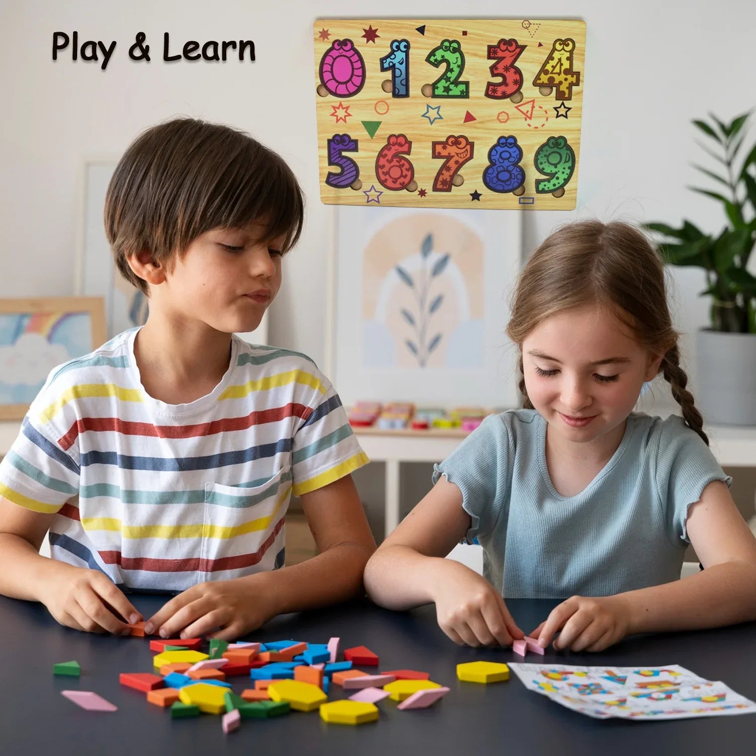 Wooden Number Puzzle Learning Educational Board (1 Set 2820 Cm) - Zidbik