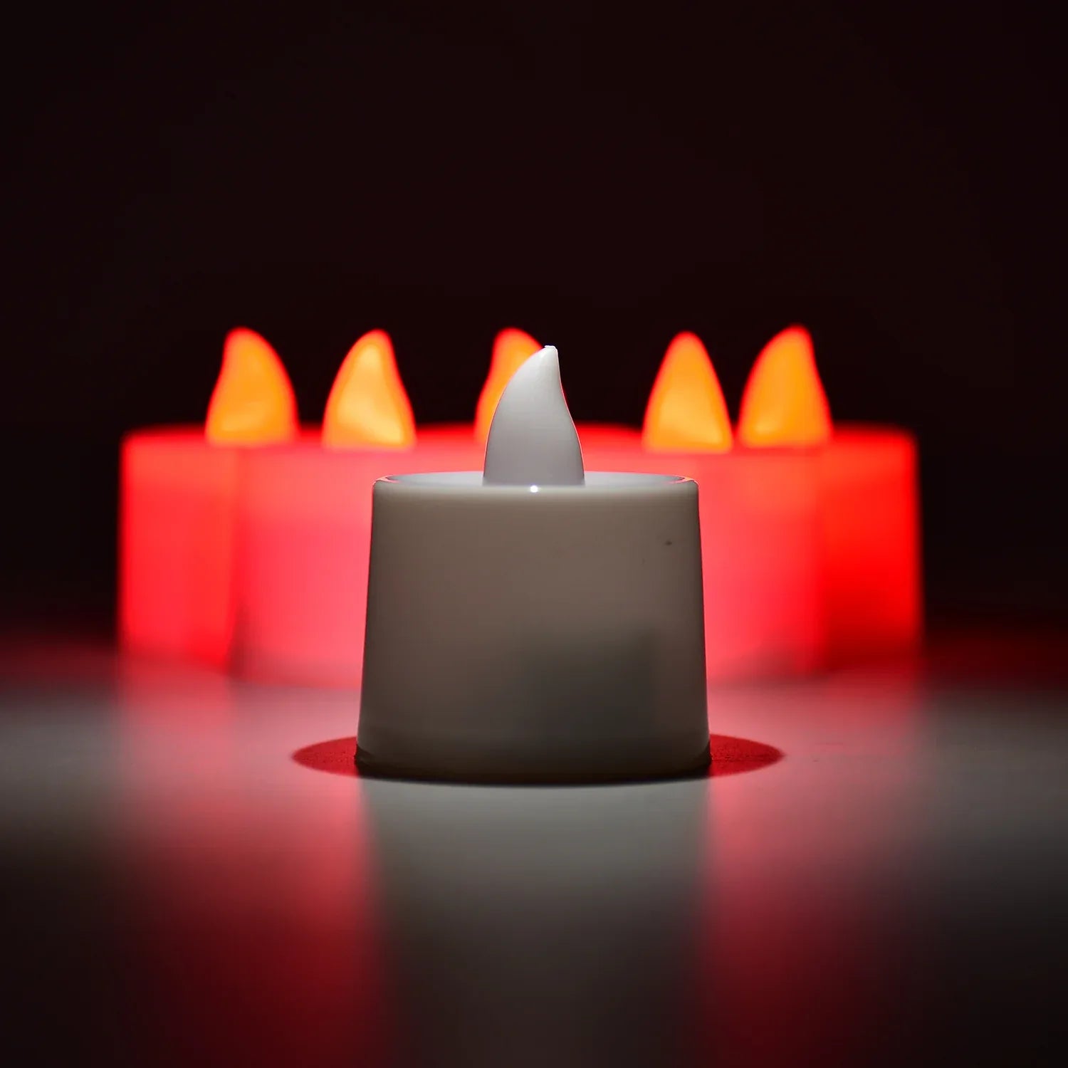 6633 Red Flameless Led Tealights Smokeless Plastic Decorative Candles - Led Tea Light Candle For Home Decoration (Pack Of 24) - Zidbik