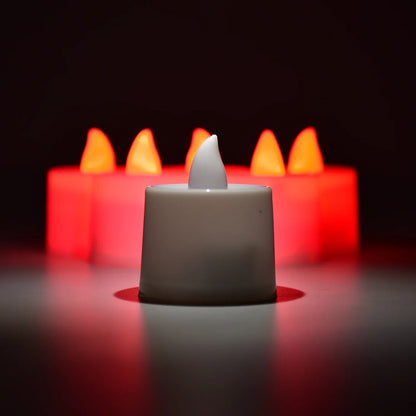 6633 Red Flameless Led Tealights Smokeless Plastic Decorative Candles - Led Tea Light Candle For Home Decoration (Pack Of 24) - Zidbik