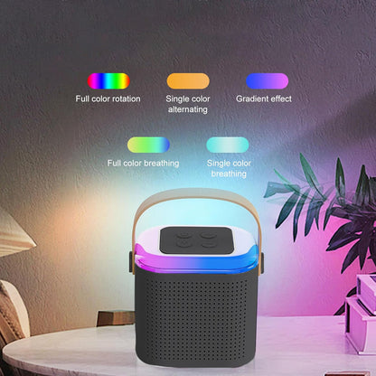 12669 Wireless Speaker Microphone Set Rgb Light Support Memory Card Portablekaraoke Machine Perfect  For Travel Tv - Zidbik