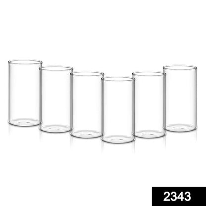 2343 Heavy Unbreakable Stylish Plastic Clear Look Fully Transparent Glasses Set 330ml (6pcs) - Zidbik