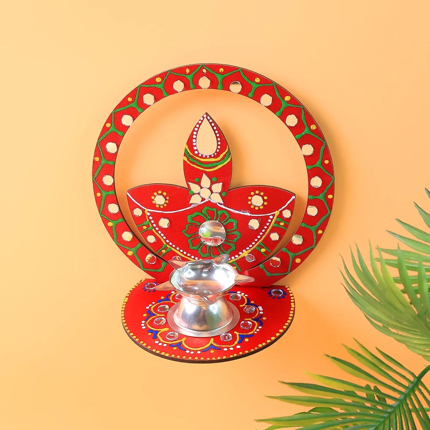 Handcrafted Wooden Decorative Diya Stand (1 Pc) - Zidbik