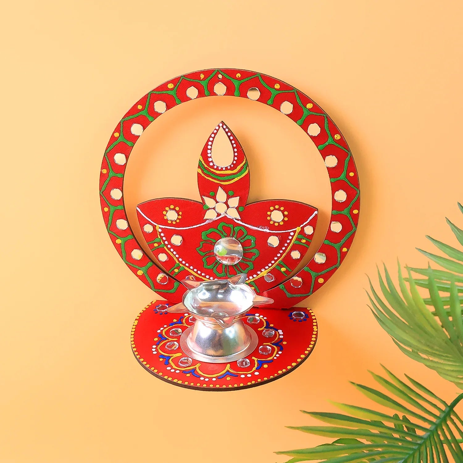 Handcrafted Wooden Decorative Diya Stand (1 Pc) - Zidbik