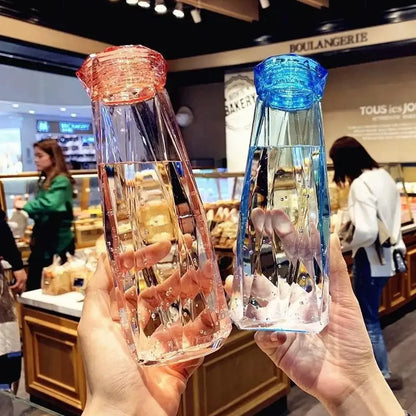5213 Glass Fridge Water Bottle Plastic Cap With Two Water Glass For Home Kitchen Use - Zidbik