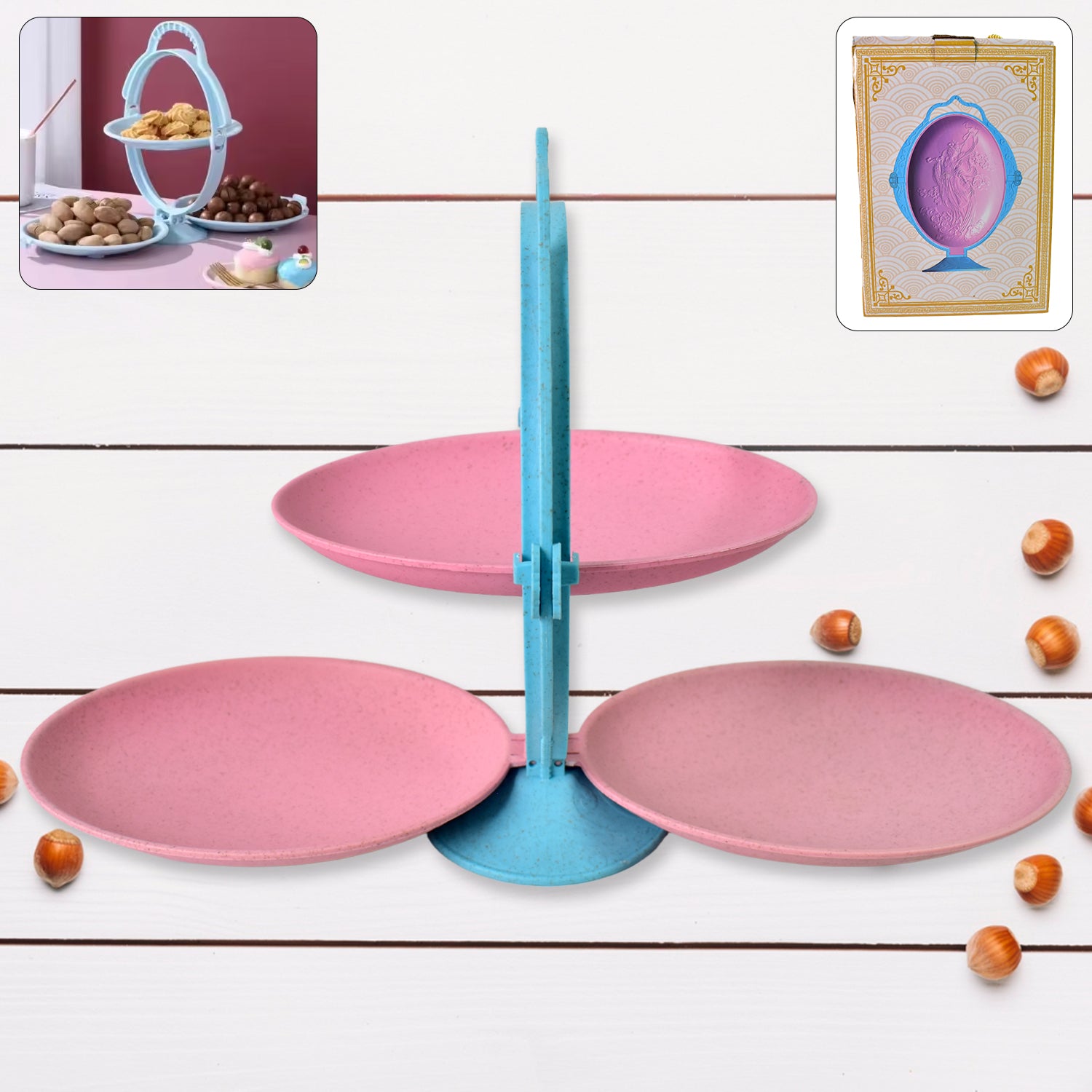 Foldable Fruit Plate Candy Dish  Multi Use Mirror Shape Dried Fruit Tray (1 Set) - Zidbik