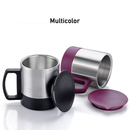 5565 Stainless Steel Coffeetea Cup Stainless Steel Lid Cover Hot Coffeetea Mug Hot Insulated Double Wall Stainless Steel Coffee And Milk Cup With Lid  Handle Easy To Carry - Coffee Cup (1 Pc) - Zidbik