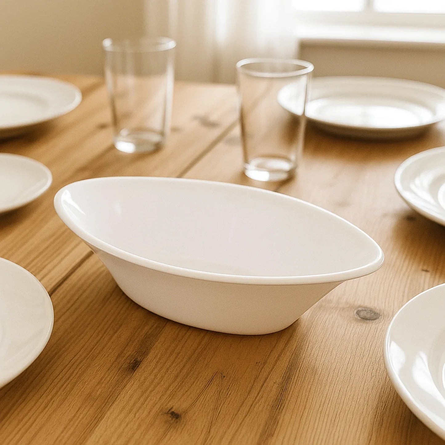 Plastic Marin Serving Bowl Elegant Oval Deep Bowl (1 Pc White) - Zidbik