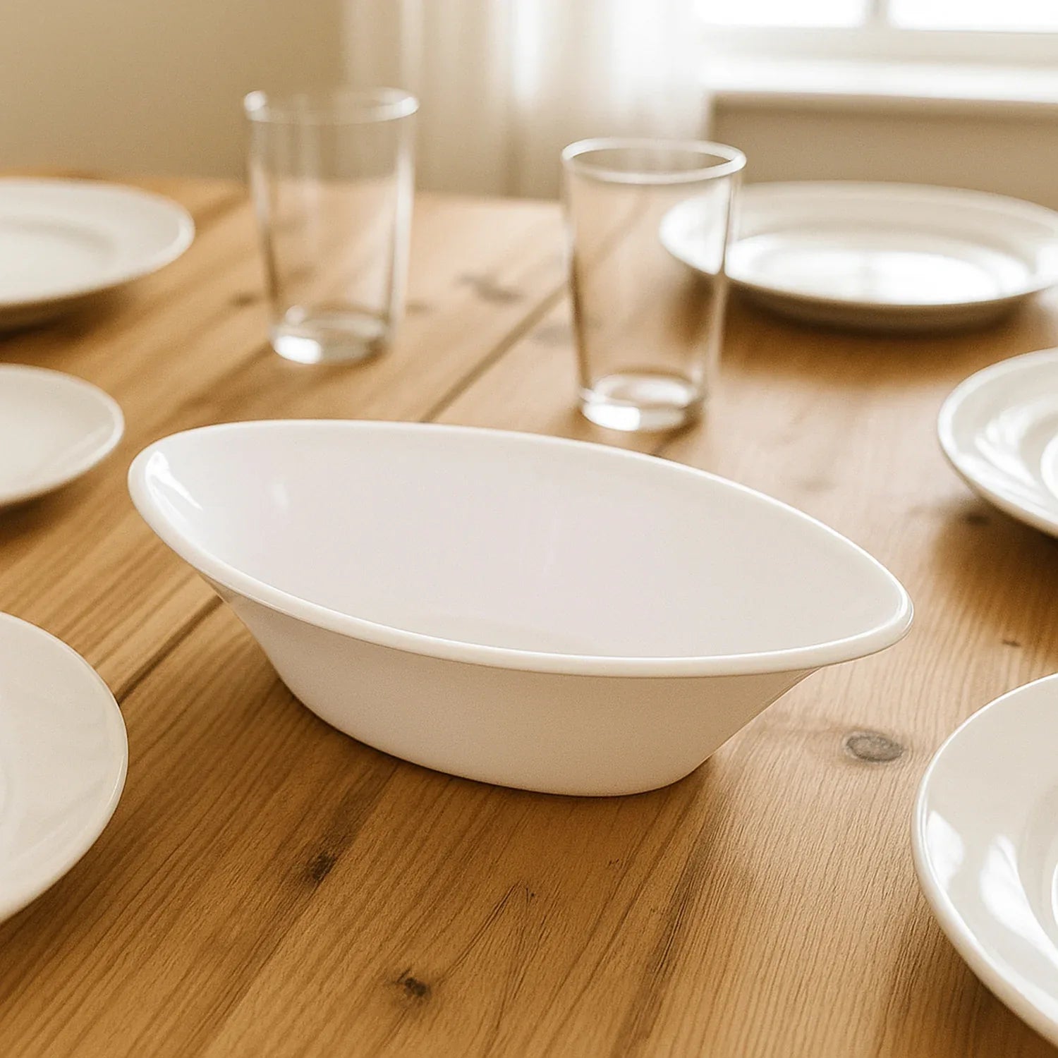 Plastic Marin Serving Bowl Elegant Oval Deep Bowl (1 Pc White) - Zidbik