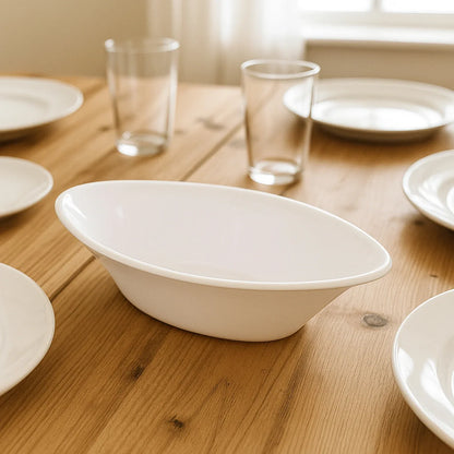 Plastic Marin Serving Bowl Elegant Oval Deep Bowl (1 Pc White) - Zidbik