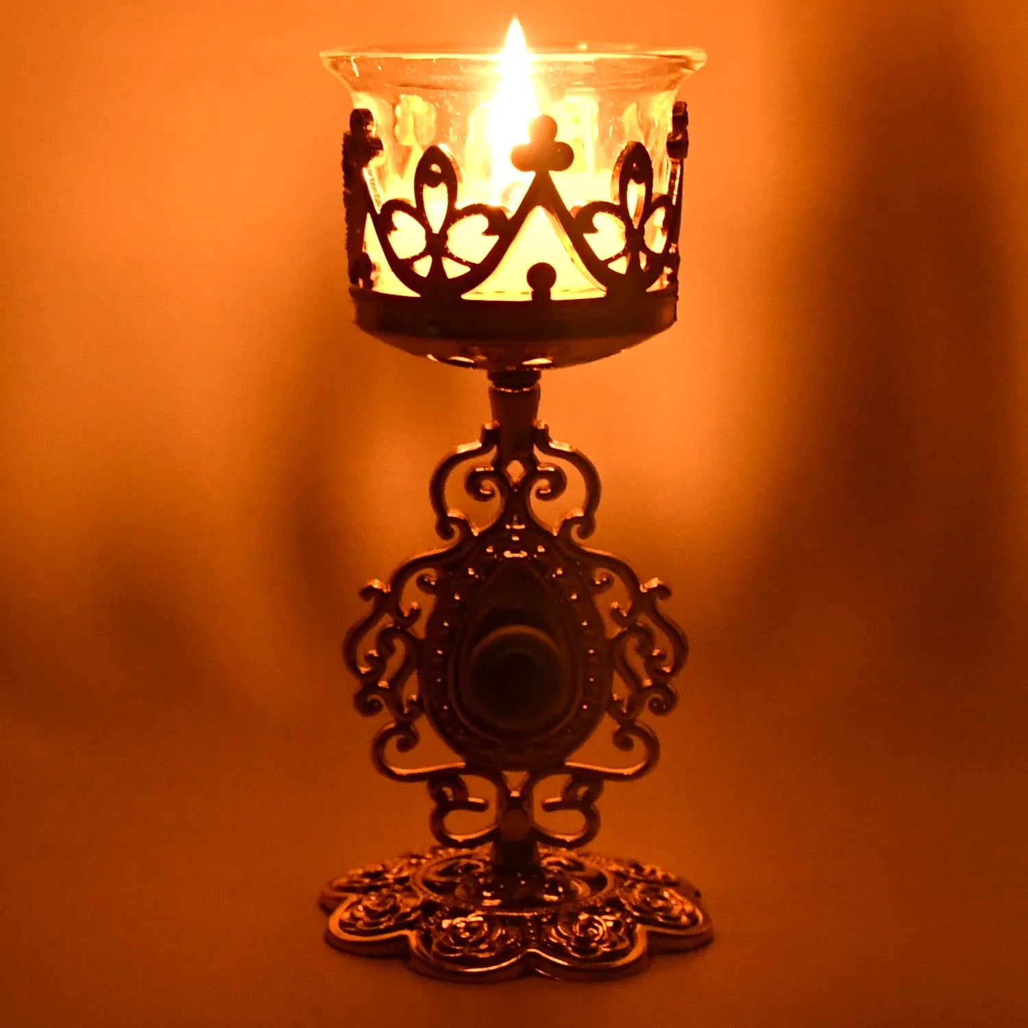 Flower Diwali Candle Holder With Plastic Stand (1 Set) - Zidbik