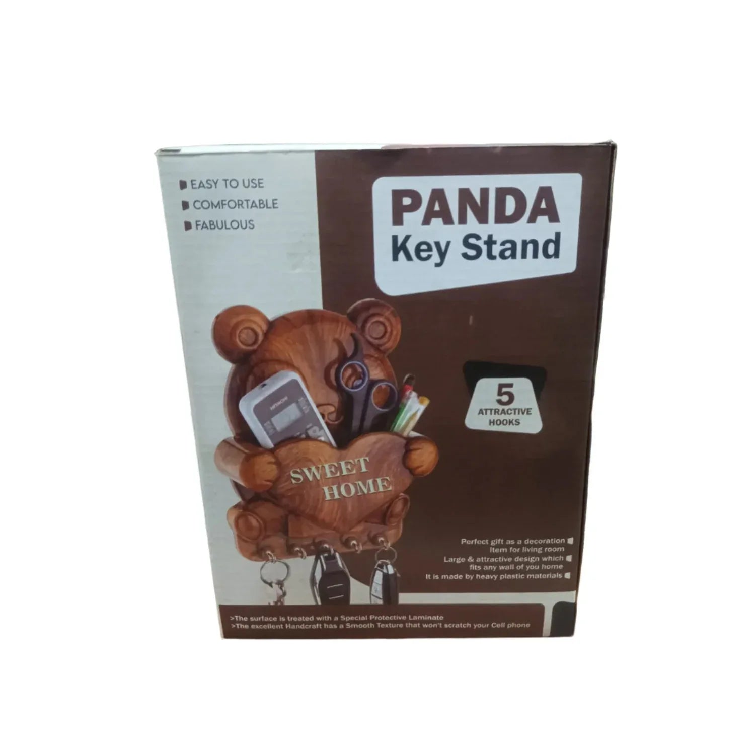 Cute Plastic Panda Key Holder Wall Key Rack With 5 Hooks (1 Pc) - Zidbik