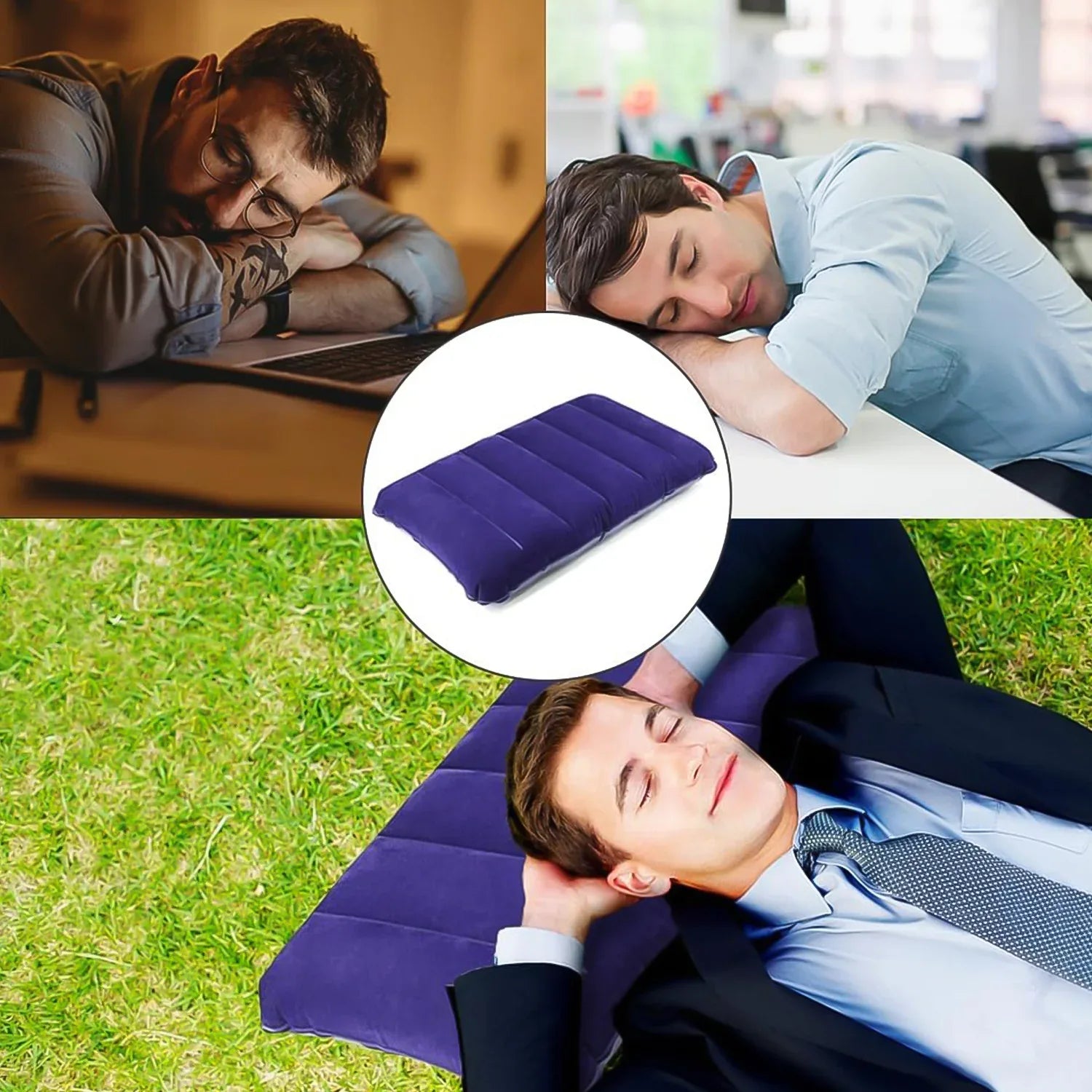 510 Velvet Air Inflatable Travel Pillow (Blue) - Zidbik