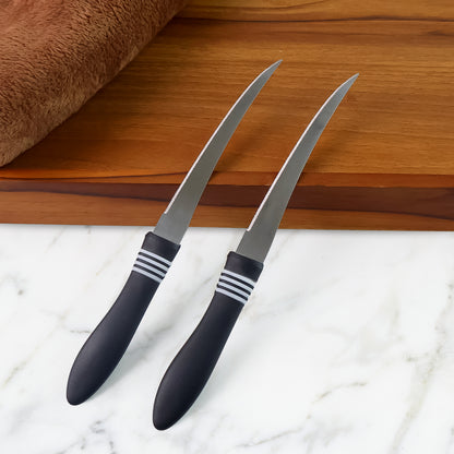 Premium Curved Serrated Stainless Steel Kitchen Knife Set (Mix Color  2 Pc) - Zidbik