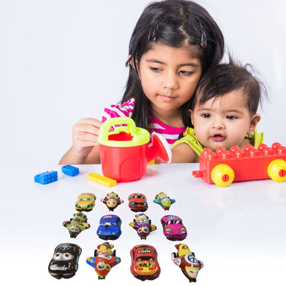 Mini Pull Back Car Aeroplane Pvc Plastic Pull Back Car Cartoon Toys (12 Pcs Set) - Zidbik