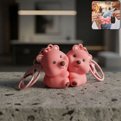 Cute Couple Bear Shape 2-in-1 Keychain Set (2 Pieces Set) - Zidbik