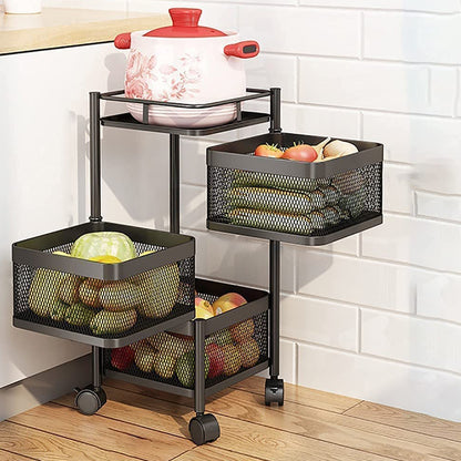 Metal High Qaulity Kitchen Trolley Kitchen Organizer Items And Kitchen Accessories Items For Kitchen Rack Square Design For Fruits  Vegetable Onion Storage Kitchen Trolley With Wheels (4 Layer  3 Layer) - Zidbik