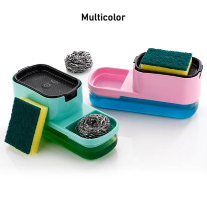 2 In 1 Plastic Dish Soap Liquid Dispenser Sponge Holder (1 Set) - Zidbik