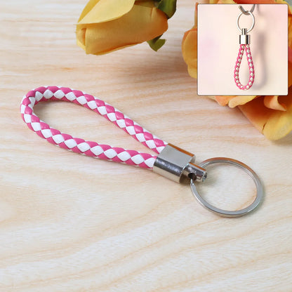 Leather Style Keychain With Metal Ring - (1 Pc) - Zidbik