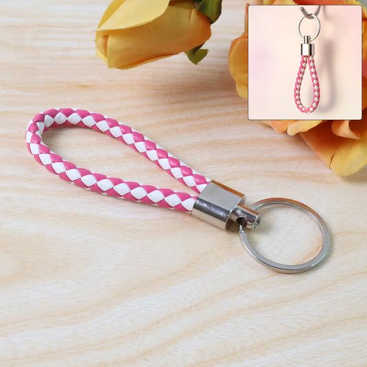 Leather Style Keychain With Metal Ring - (1 Pc) - Zidbik