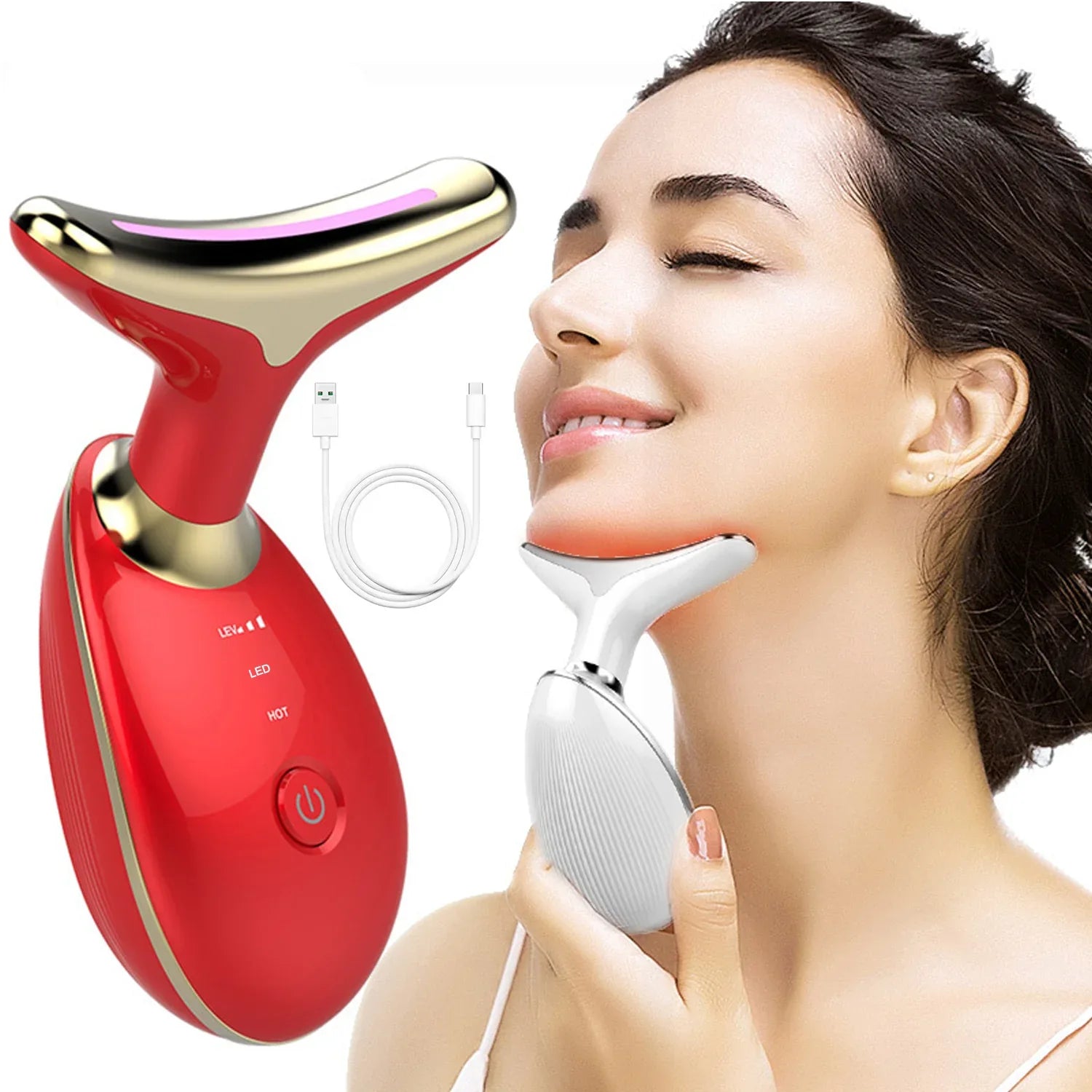 Electric Face Massager Wrinkle Remover Led Photon Face Beauty Device (1 Pc) - Zidbik