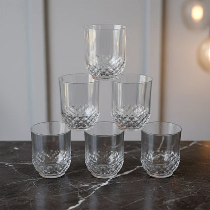 Transparent Diamond-pattern Drinking Glass Set (6 Pc Set) - Zidbik