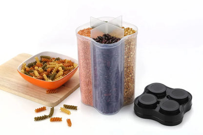 0764b Plastic Lock Food Storage 4 Section Container Jar For Grocery Fridge Container. - Zidbik