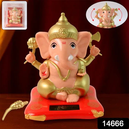 Solar-powered Dancing Ganesha Idol Decorative Lord Ganpati Showpiece With Movement - Zidbik