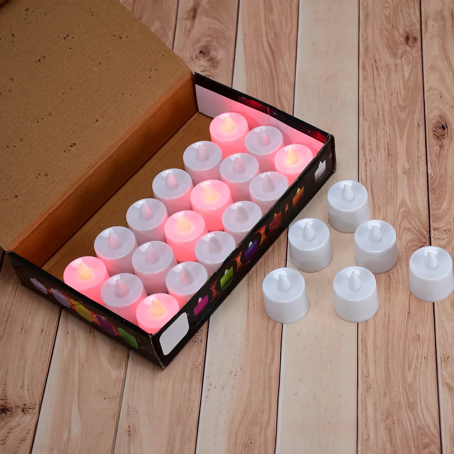 6633 Red Flameless Led Tealights Smokeless Plastic Decorative Candles - Led Tea Light Candle For Home Decoration (Pack Of 24) - Zidbik