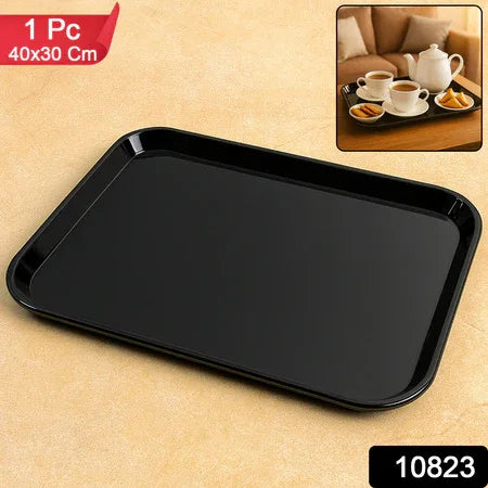 Plastic Serving Tray Plate 40 30 Cm (1 Pc Black) - Zidbik