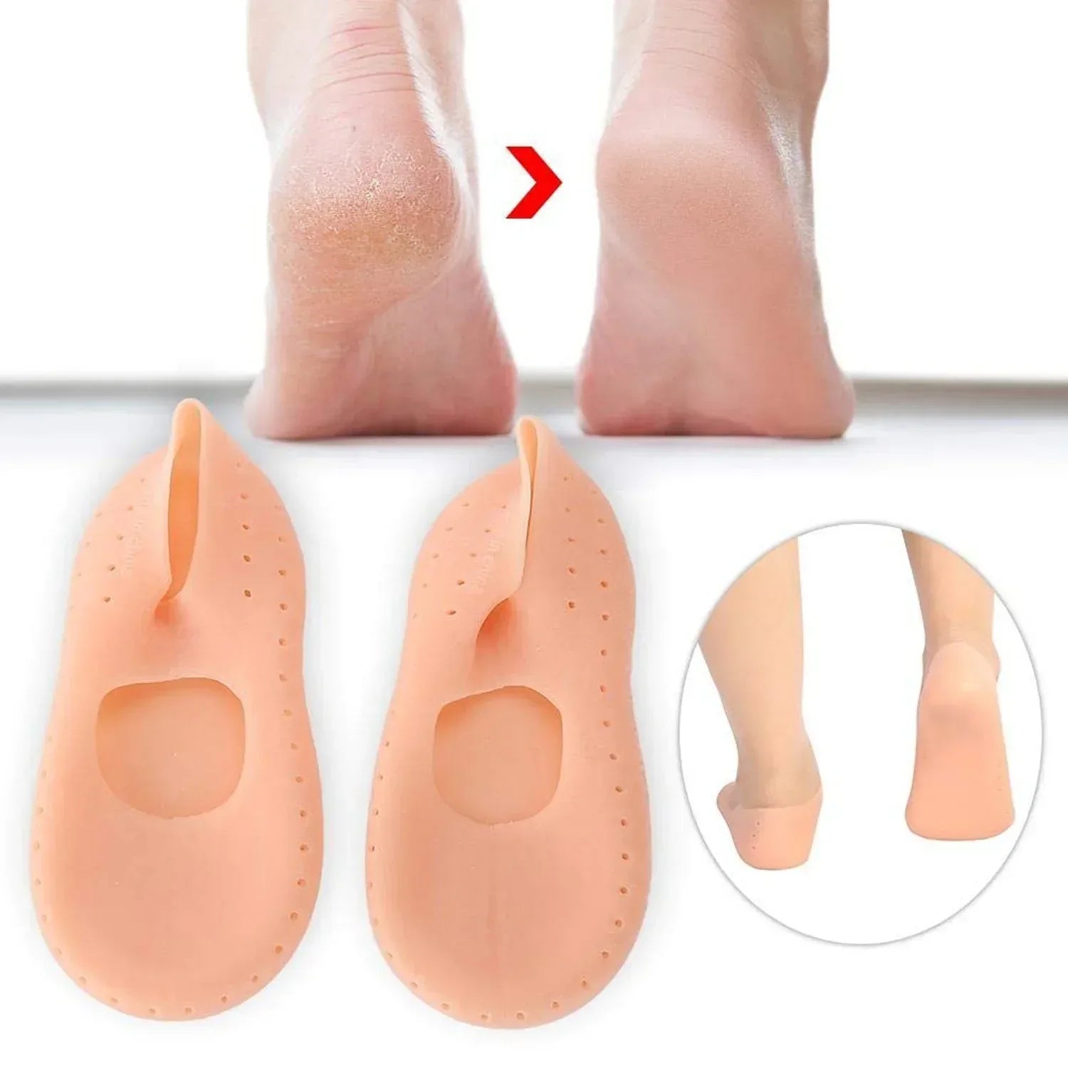 6037 Anti Crack Silicone Gel Foot Protector Moisturising Socks - Zidbik