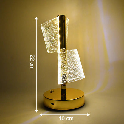 Modern Luxury Crystal Led Double Shade Table Lamp (1 Pc) - Zidbik