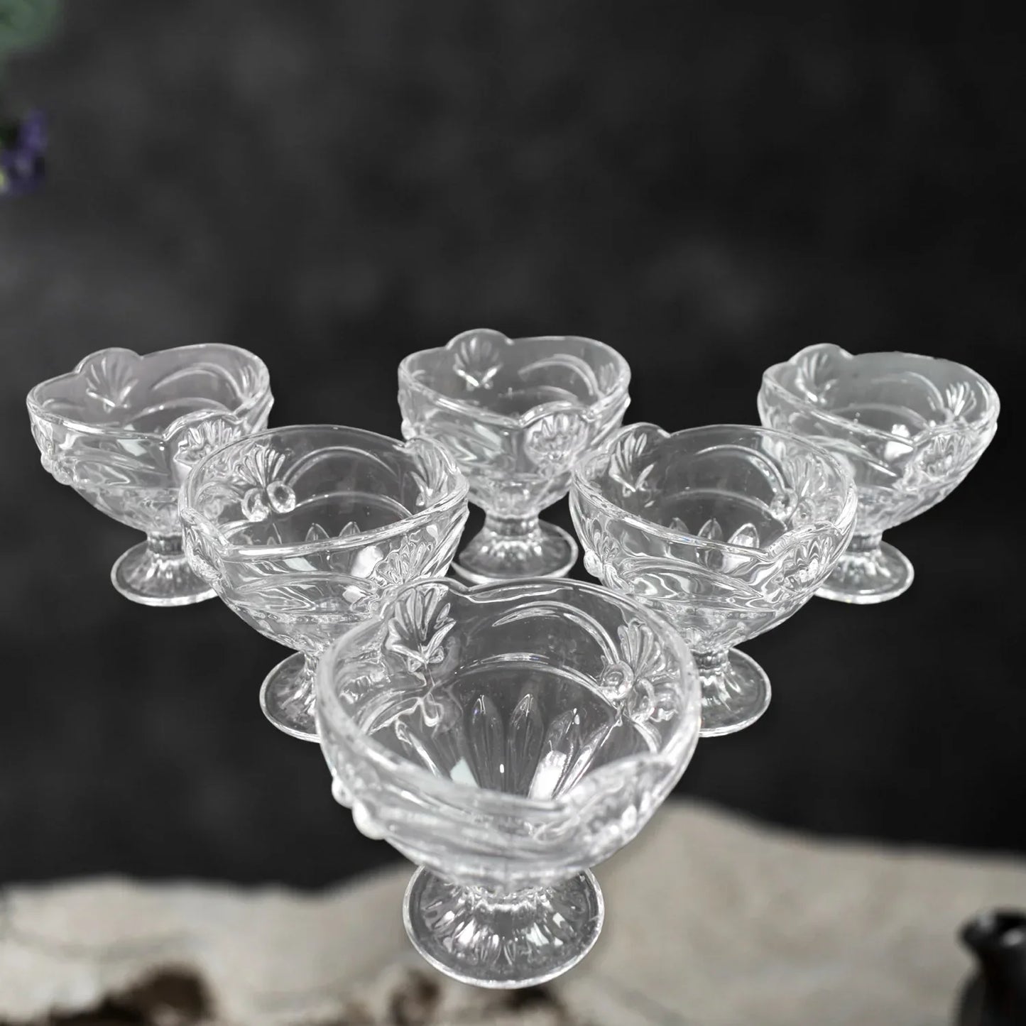 Glass Ice-cream Cup Set Home Kitchen Serving Or Dessert Cup (6 Pcs Set) - Zidbik