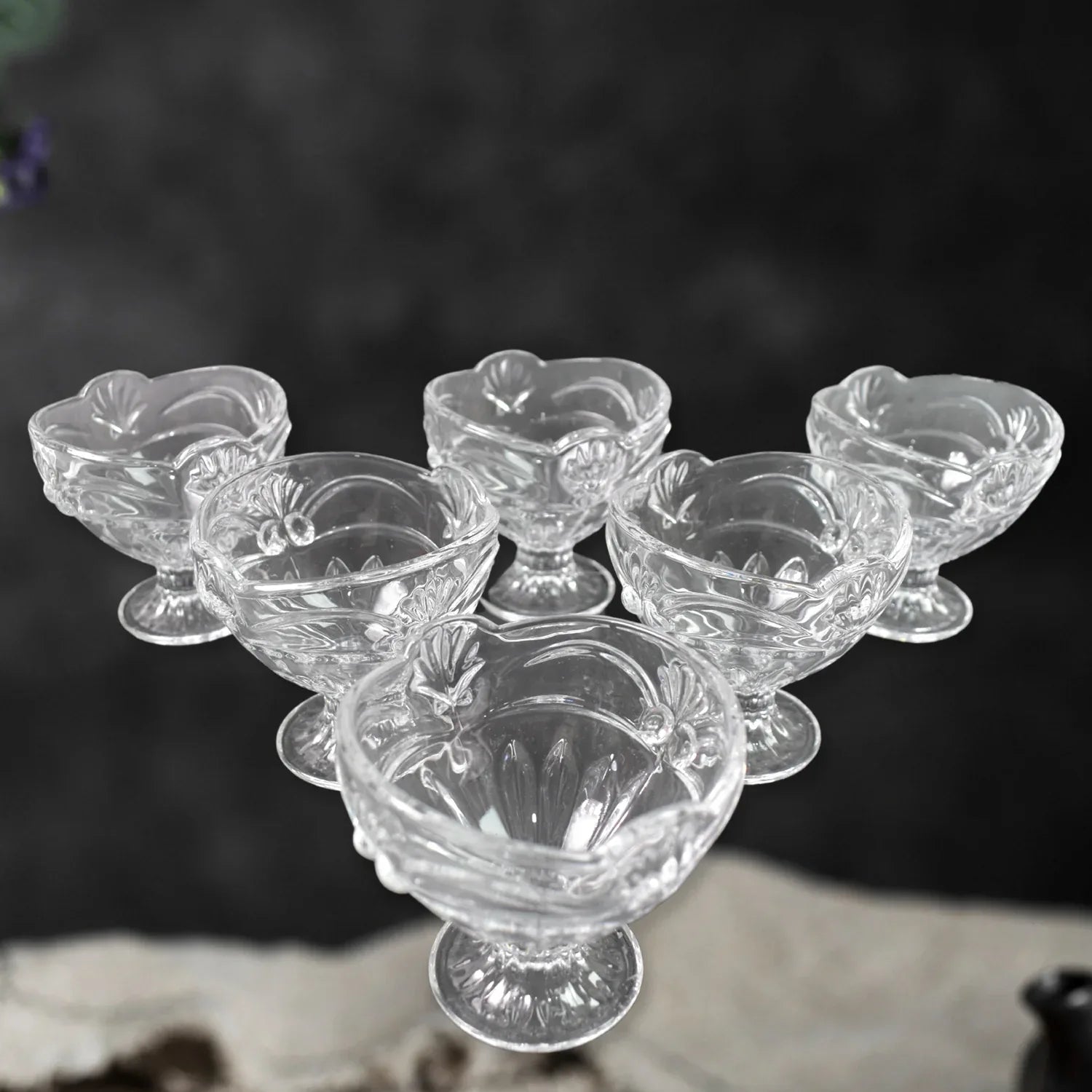 Glass Ice-cream Cup Set Home Kitchen Serving Or Dessert Cup (6 Pcs Set) - Zidbik