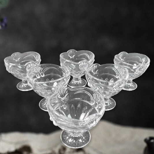 Glass Ice-cream Cup Set Home Kitchen Serving Or Dessert Cup (6 Pcs Set) - Zidbik