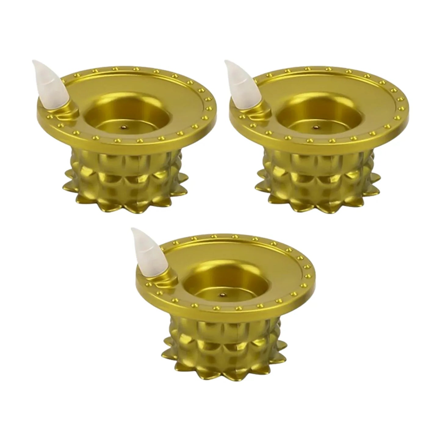 Set Of 3 Water Sensor Led Golden Diyas - Zidbik