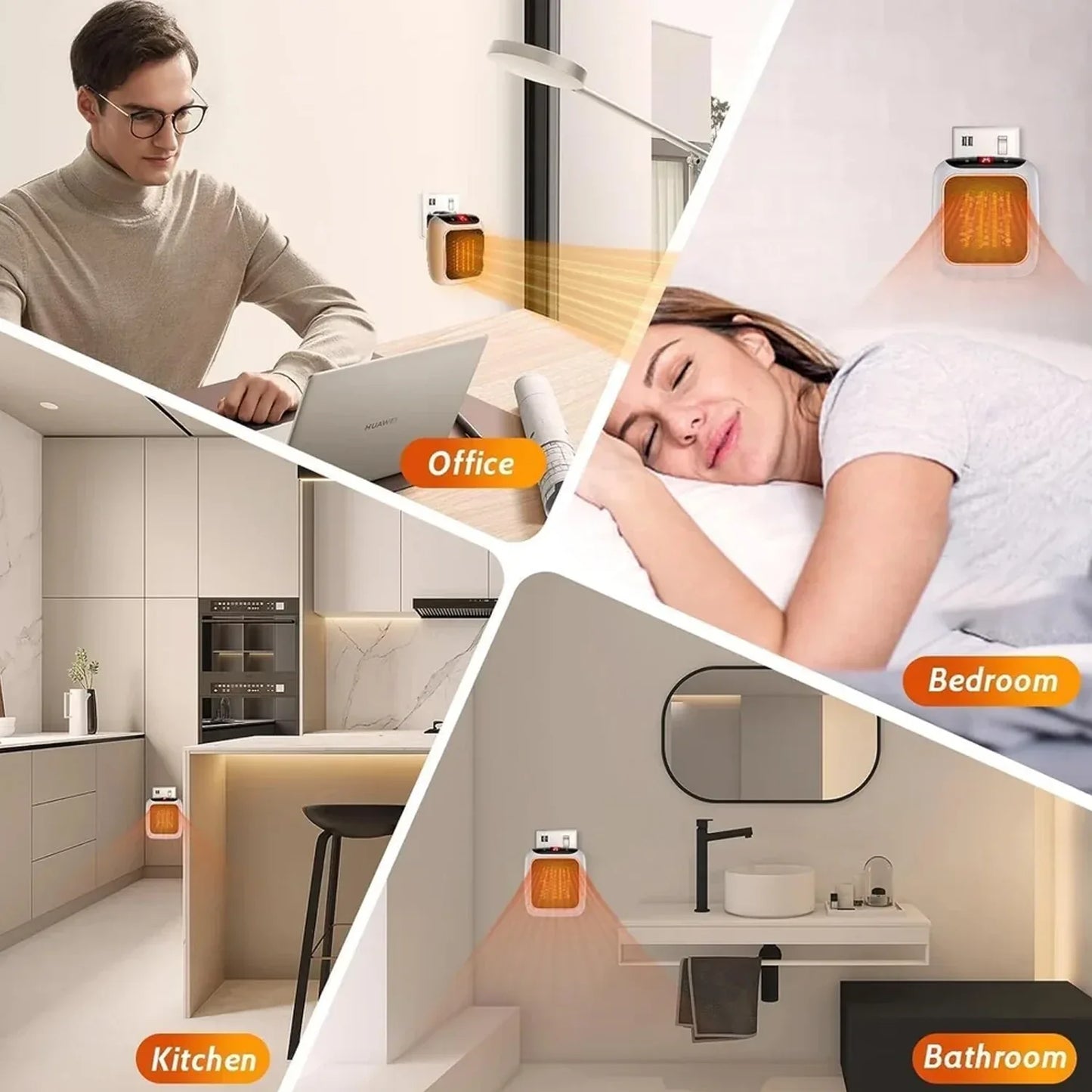 600w Wall-mounted Plug-in Room Heater (1 Pc With Conveter) - Zidbik