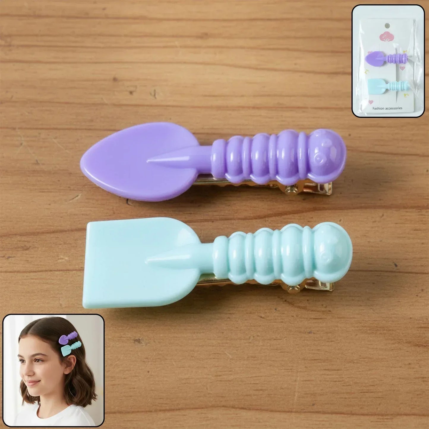 Cute Mini Spade Leaf Shape Hair Clip Set (2 Pc) - Zidbik