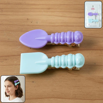 Cute Mini Spade Leaf Shape Hair Clip Set (2 Pc) - Zidbik