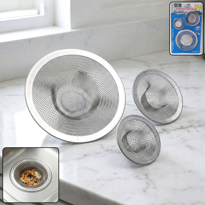 Stainless Steel Sink Drain Strainer Set (3 Pc) - Zidbik