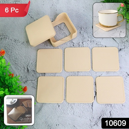 Ganesh Premium Square Coasters With Storage Box (6 Pc  Set) - Zidbik