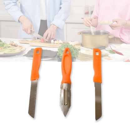 8217 3in1 Multipurpose Stainless Steel Classic Kitchen Knife Set Of 3 For Fruits And Vegetable Chopping  Cutting  Peeling Kitchen Knife  Vegetable Peeler  Plain Knife - Zidbik