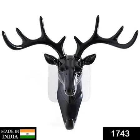1743 Deer Head Self Adhesive Wall Door Hook Hanger - Zidbik