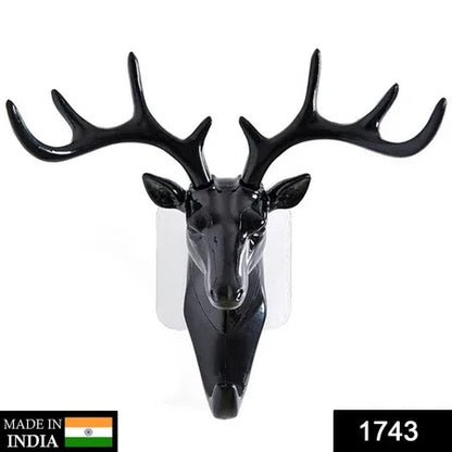 1743 Deer Head Self Adhesive Wall Door Hook Hanger - Zidbik