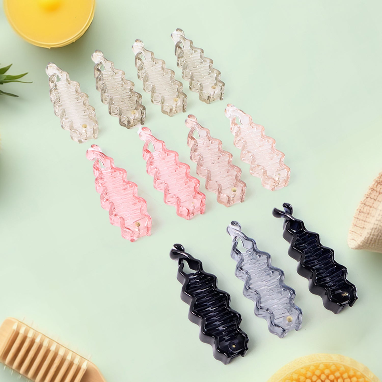 Plastic Hair Claw Clips Strong Clips (12 Pc  Mix Color) Hair Accessories - Zidbik