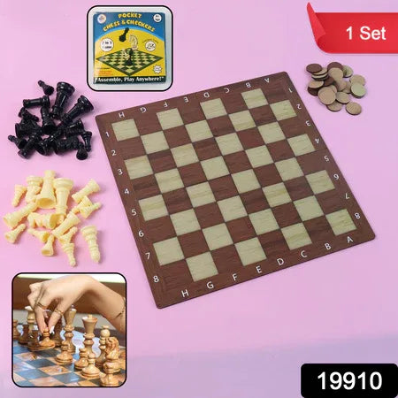 Chess Checkers 2-in-1 Travel Game - (1 Set) - Zidbik