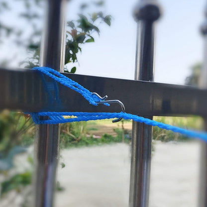 8861 3 Meters Windprood Anti-slip Clothes Washing Line Drying Nylon Rope With Hooks Durable Camping Clothesline Portable Clothes Drying Line Indoor Outdoor Laundry Storage For Travel Home Use (3 Mtr.) - Zidbik