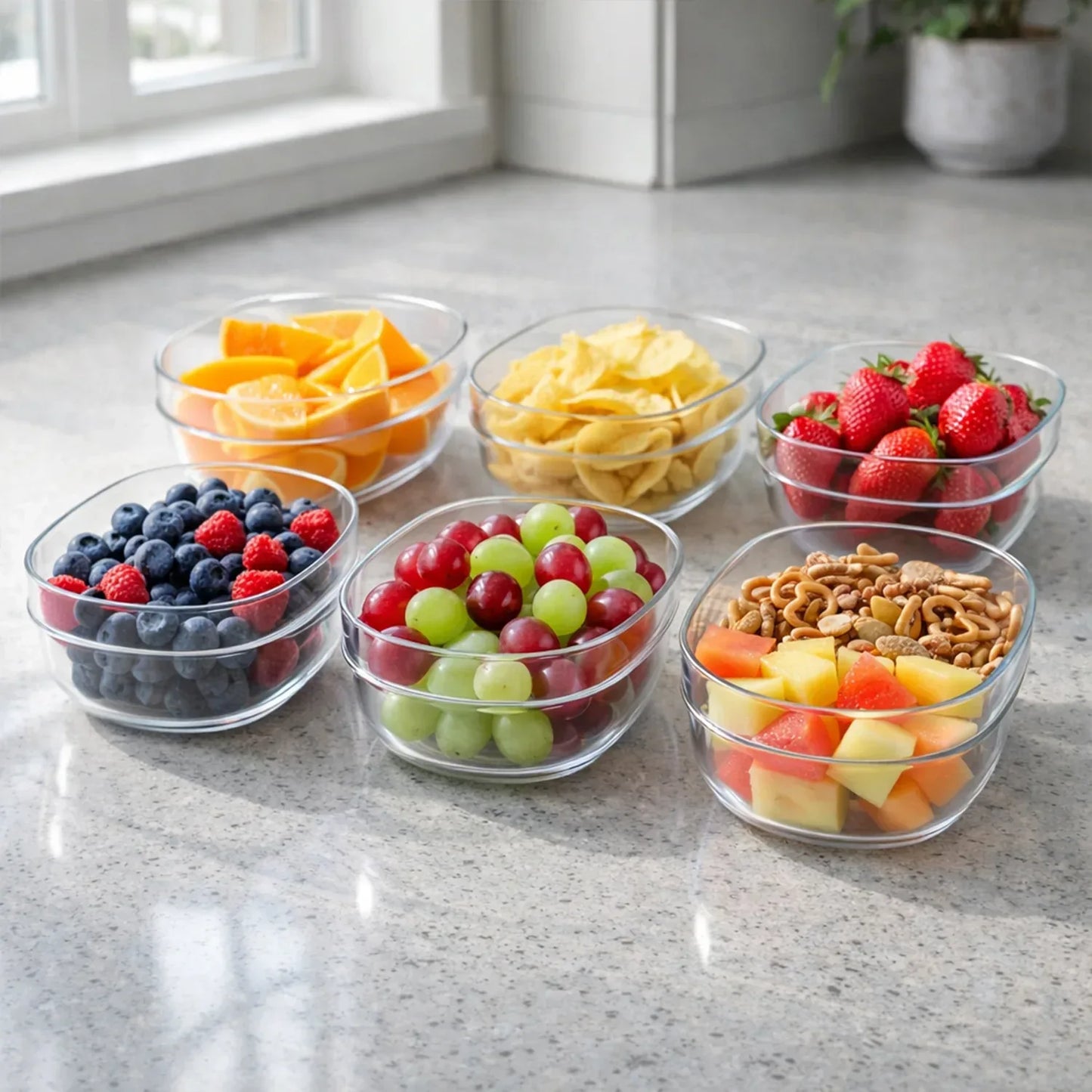 Multipurpose Transparent Serving Storage Bowls Set (6 Pc Set) - Zidbik