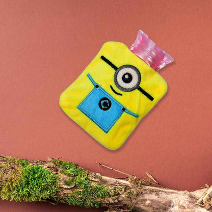 6506 Minions Hot Water Bag for Pain Relief - Small Cover for Neck, Shoulder, Menstrual Cramps, and Hand Feet Warmer