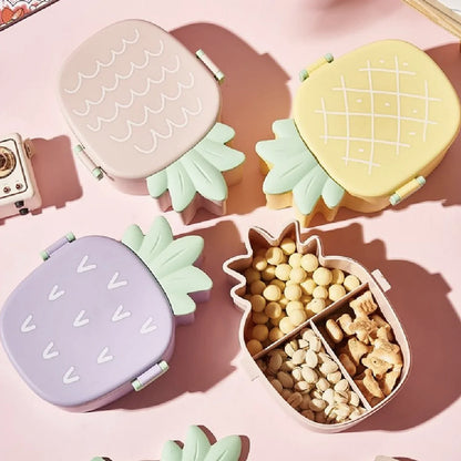 5729 Kids Lunch Box Cute Pineapple Shaped Bento Box With Fork Spoon Snack Candy Container Microwave Portable Office Lunch Box (1 Pc With Spoon Fork Color Box) - Zidbik